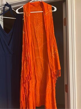 Vibrant Orange Embroidered Women’s Swim Coverup
